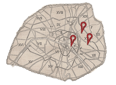 Map of escape games in Paris